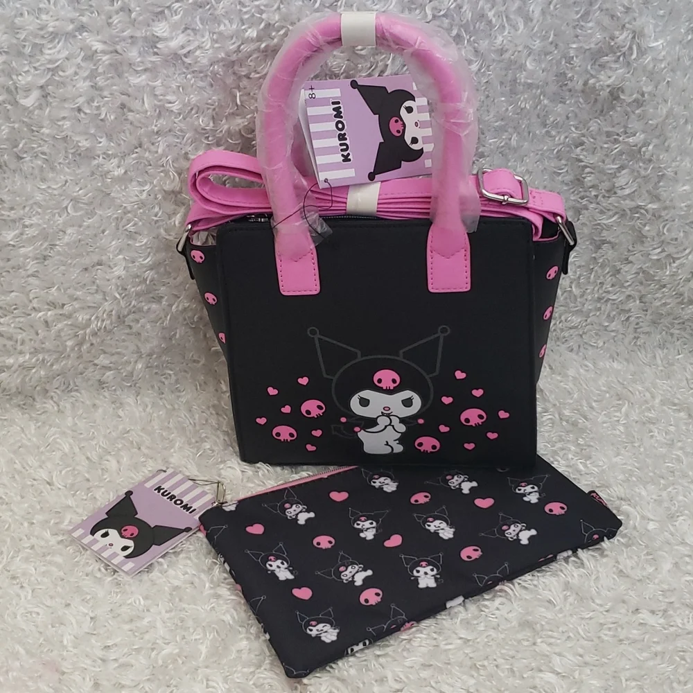 NWT Loungefly Kuromi satchel crossbody and make-up bag - Picture 1 of 13